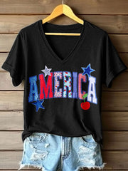 Women's America V-Neck T-Shirt