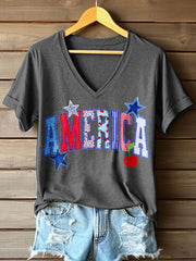 Women's America V-Neck T-Shirt