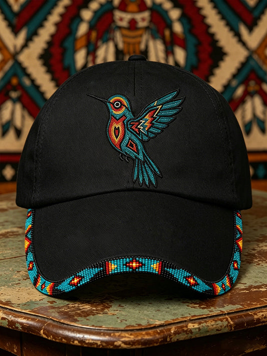 Unisex Indigenous Art Hummingbird Pattern Hat