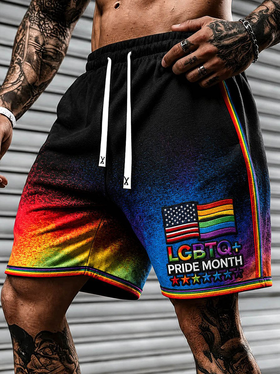 Men's Pride Month Print Casual Shorts