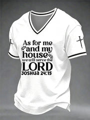 Men's "As for me and my household, we will serve the Lord."  V-neck T-shirt