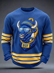 Men's Gift For Ice Hockey Fans Print Casual Waffle Long Sleeve Top