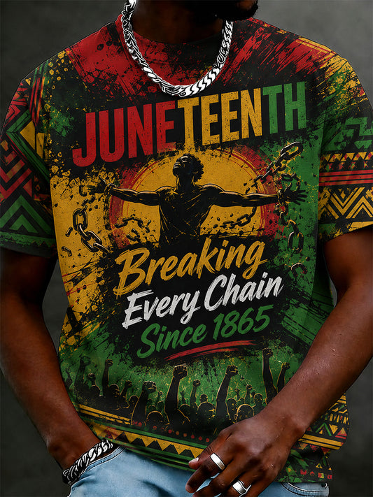 Men's Juneteenth Breaking Every Chain Since 1865 Print Casual Tee