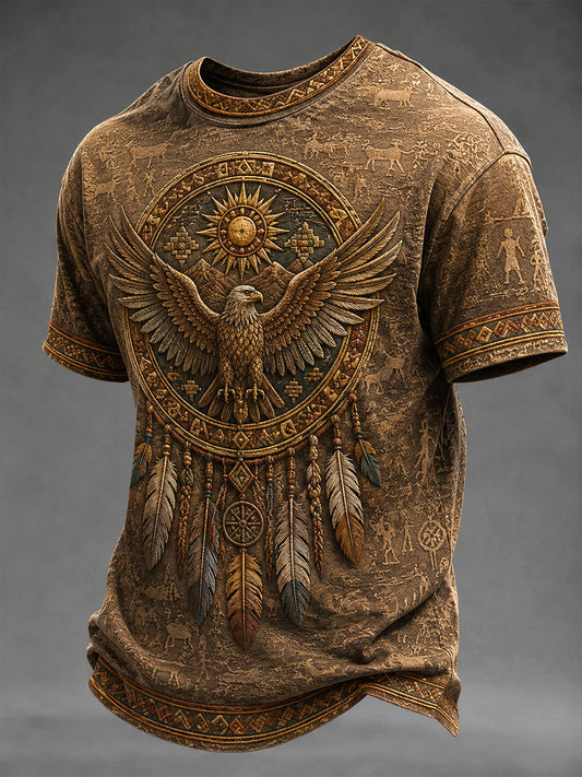 Men's Indigenous Art Print Casual T-shirt
