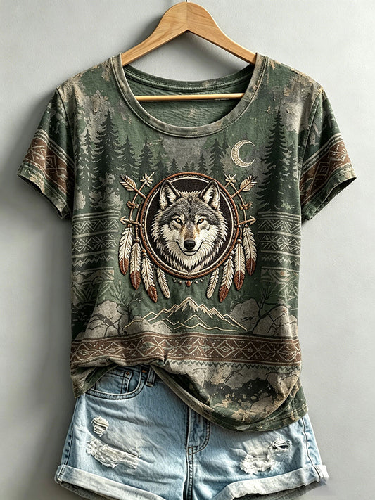 Women's Indigenous Art Print Casual T-shirt
