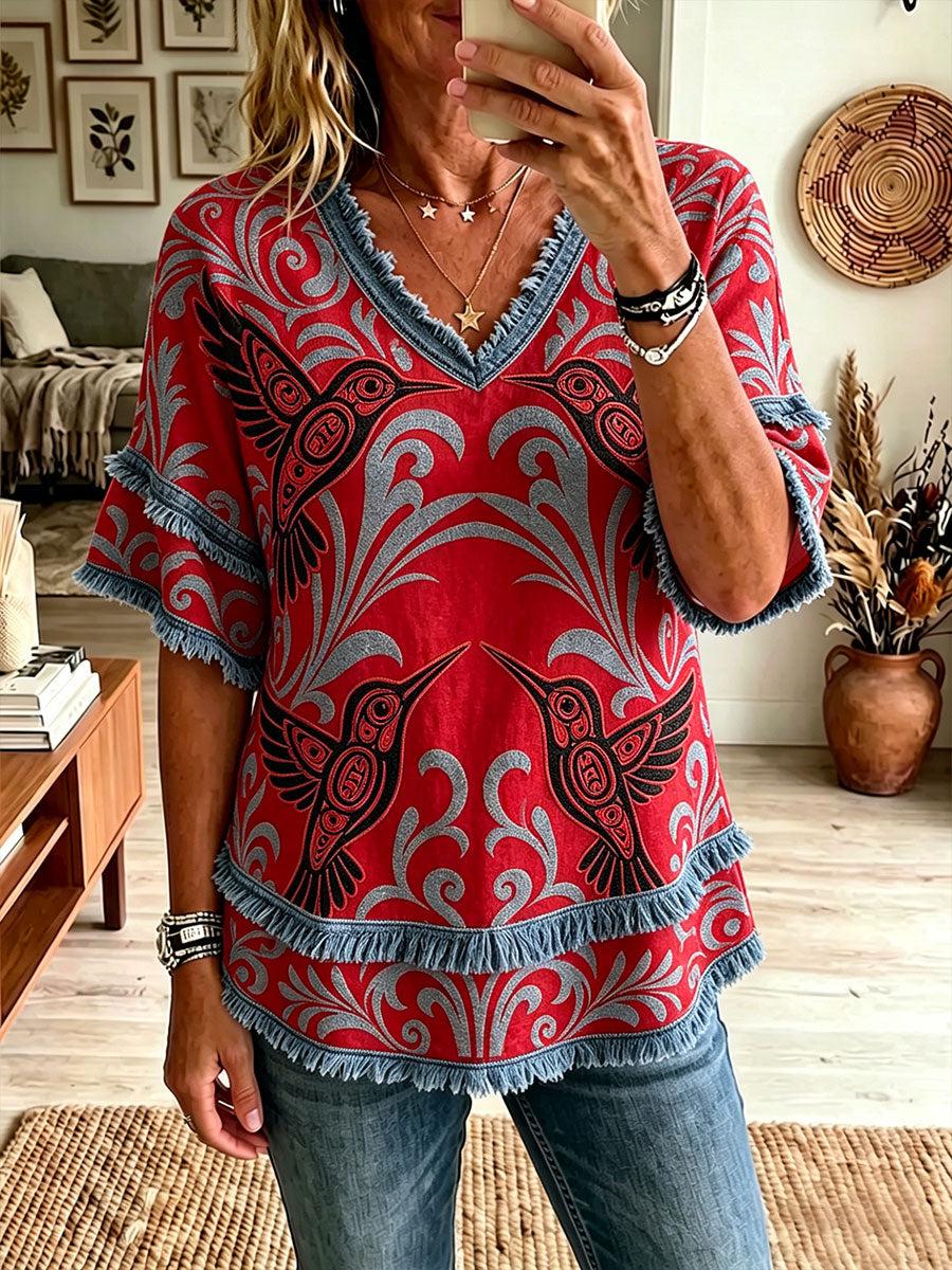 Women's Native Hummingbird Art Tops