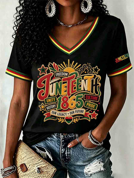 Women's Juneteenth 1865 Print Casual Short Sleeve T-shirt
