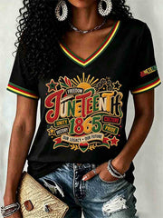 Women's Juneteenth 1865 Print Casual Short Sleeve T-shirt