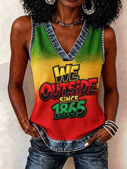 Women's Juneteenth We Outside Since 1865 Print Casua Vest