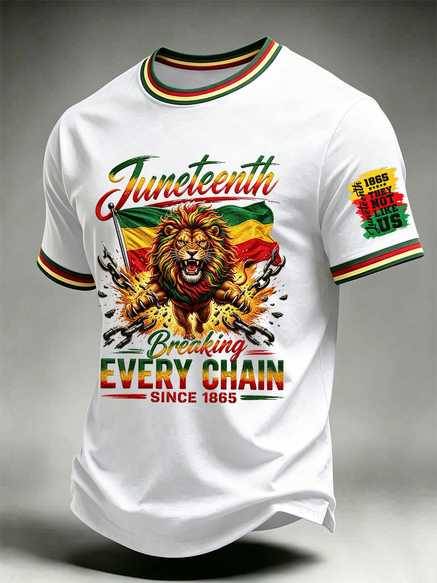 Men's Juneteenth Breaking Every Chain Since 1865 Print Casual Short Sleeve Shirt