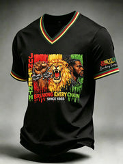 Men's Juneteenth 1865 Print Casual V-neck  Short Sleeve T-shirt