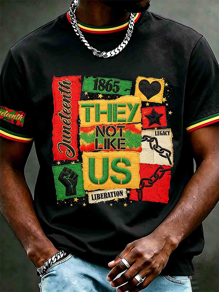 Men's Juneteenth They Not Like Us Since 1865 Print Casual Short Sleeve T-shirt