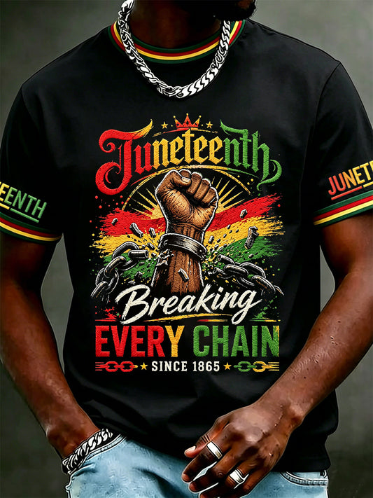 Men's Juneteenth Breaking Every Chain Since 1865 Print Casual Tee