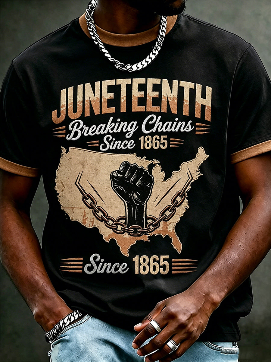 Men's Juneteenth 1865 Print Casual Short Sleeve T-shirt