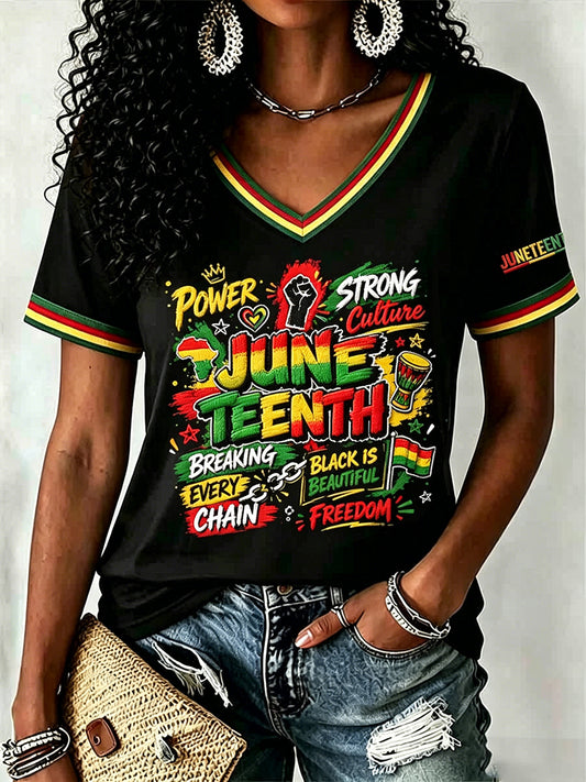 Women's Juneteenth 1865 Print Casual Short Sleeve T-shirt