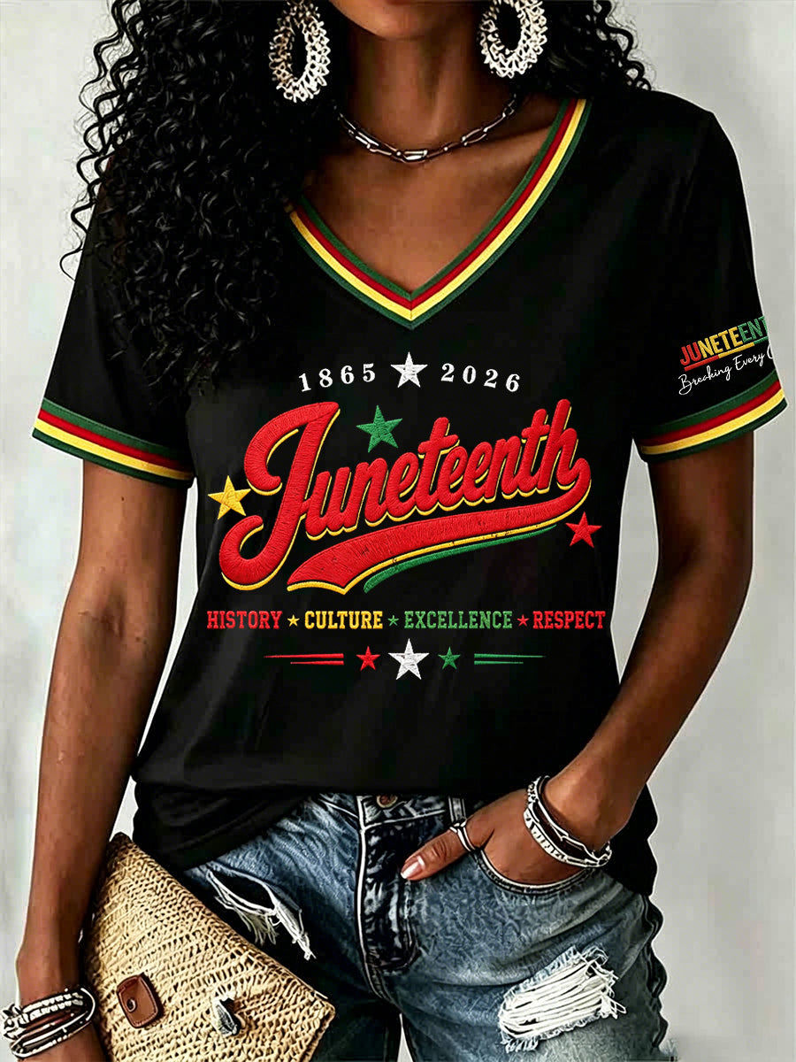Women's Juneteenth 1865 Print Casual Short Sleeve T-shirt