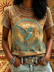 Women's Indigenous Print Casual T-Shirt