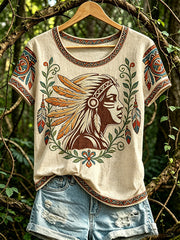 Women's North American Indigenous Animal Pattern Casual T-shirt