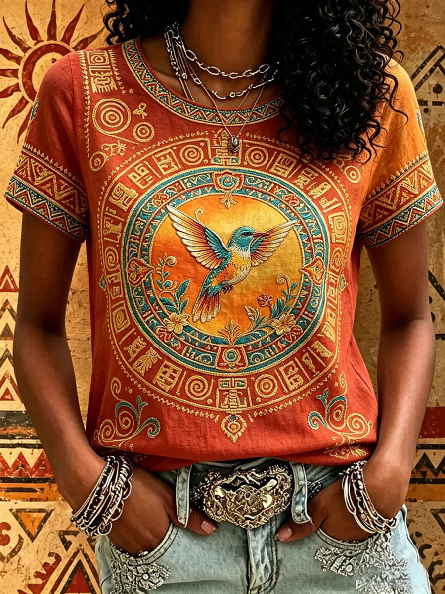 Women's Indigenous Print Casual T-Shirt