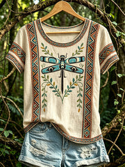 Women's North American Indigenous Animal Pattern Casual T-shirt