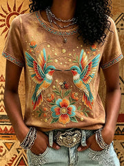 Women's Indigenous Print Casual T-Shirt