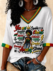 Women's Juneteenth 1865 Print Casual Waffle T-shirt