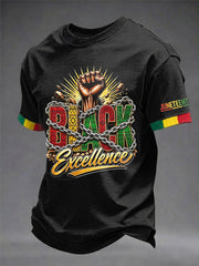 Men's Juneteenth Black Excellence Power Fist  Print Casual Short Sleeve T-shirt