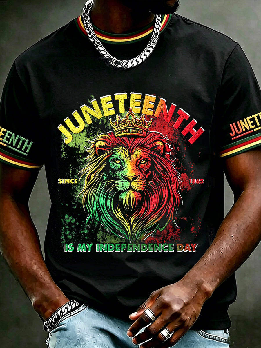 Men's Juneteenth Is My independence Since 1865 Print Casual Short Sleeve T-shirt