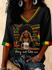 Women's Juneteenth 1865 Print Casual  Waffle T-shirt