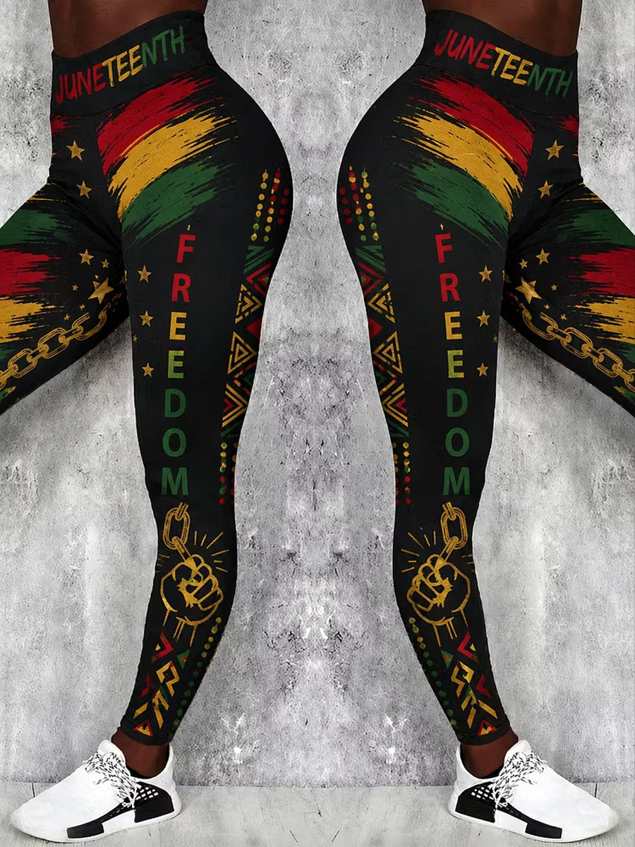 Women's Juneteenth Breaking Every Chain Since 1865 Art Print Leggings