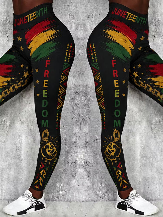 Women's Juneteenth Breaking Every Chain Since 1865 Art Print Leggings