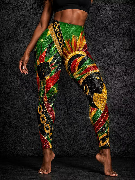Women's Juneteenth Breaking Every Chain Since 1865 Art Print Leggings