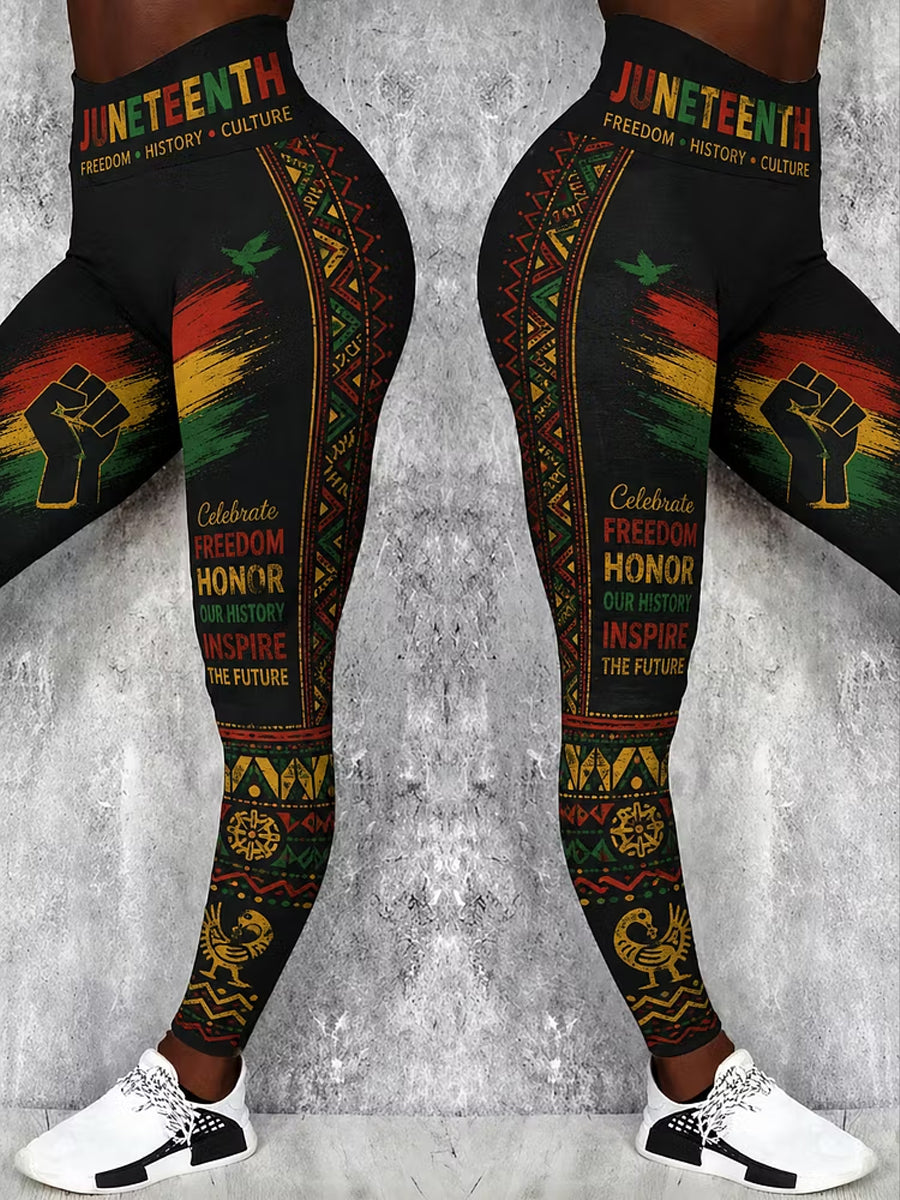 Women's Juneteenth Breaking Every Chain Since 1865 Art Print Leggings