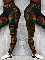 Women's Juneteenth Breaking Every Chain Since 1865 Art Print Leggings
