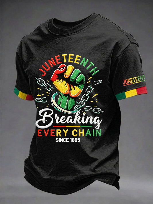 Men's Juneteenth Black Excellence Power Fist Print Casual Short Sleeve T-shirt