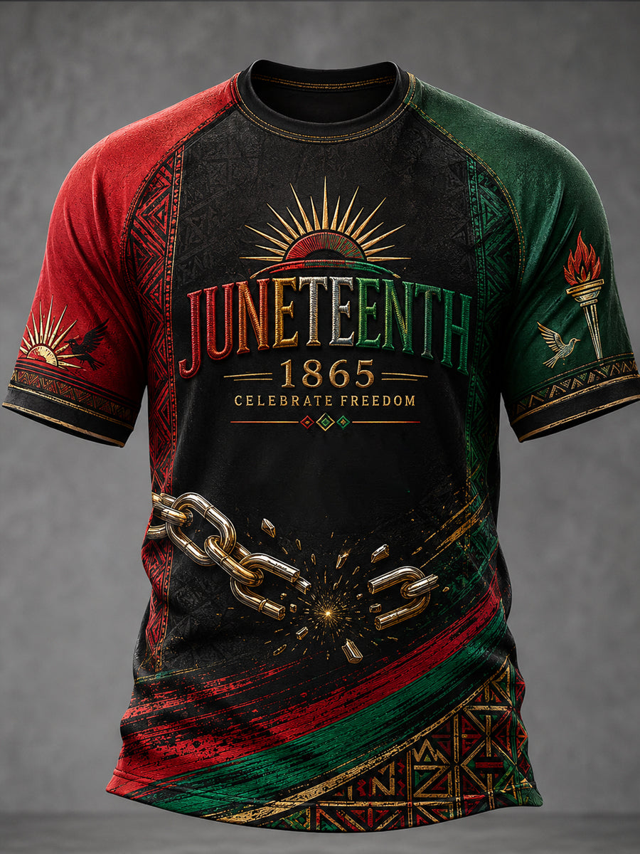 Men's Juneteenth Design Printed Casual short sleeves t-shirt