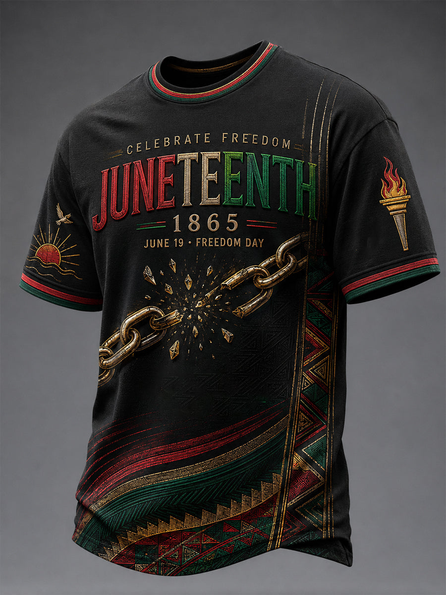 Men's Juneteenth Design Printed T-shirt