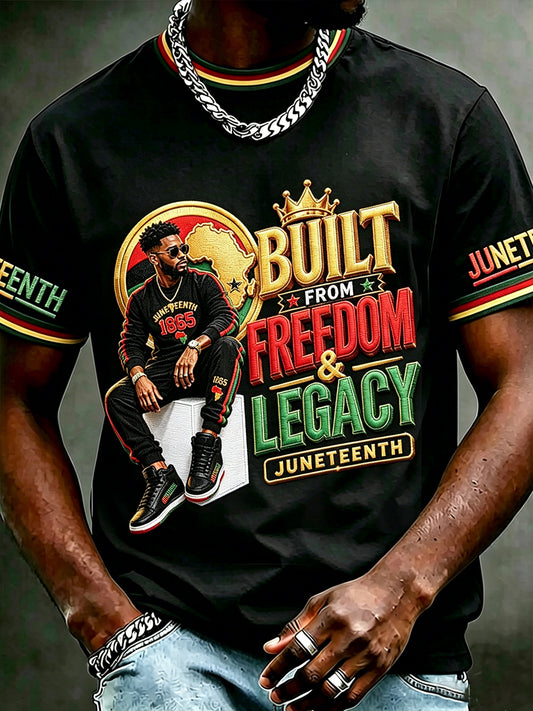 Men's Juneteenth 1865 Print Casual Short Sleeve T-shirt