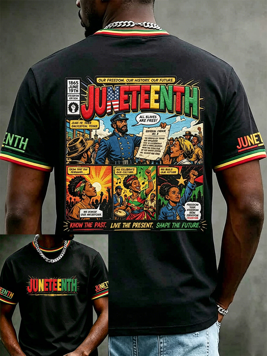 Men's Juneteenth 1865 Print Casual Short Sleeve T-shirt