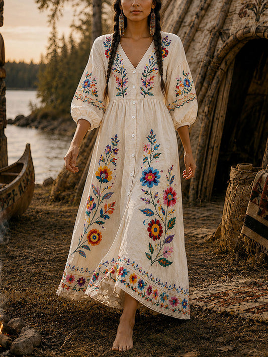 Women's Indigenous Print Casual Dress