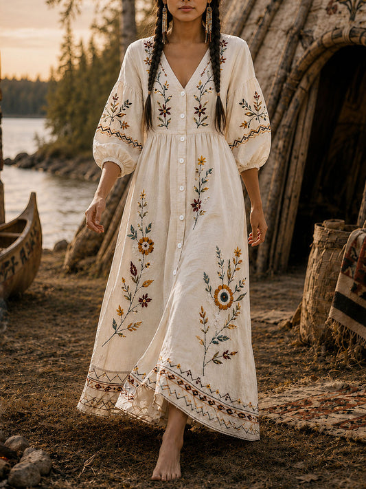 Women's Indigenous Print Casual Dress