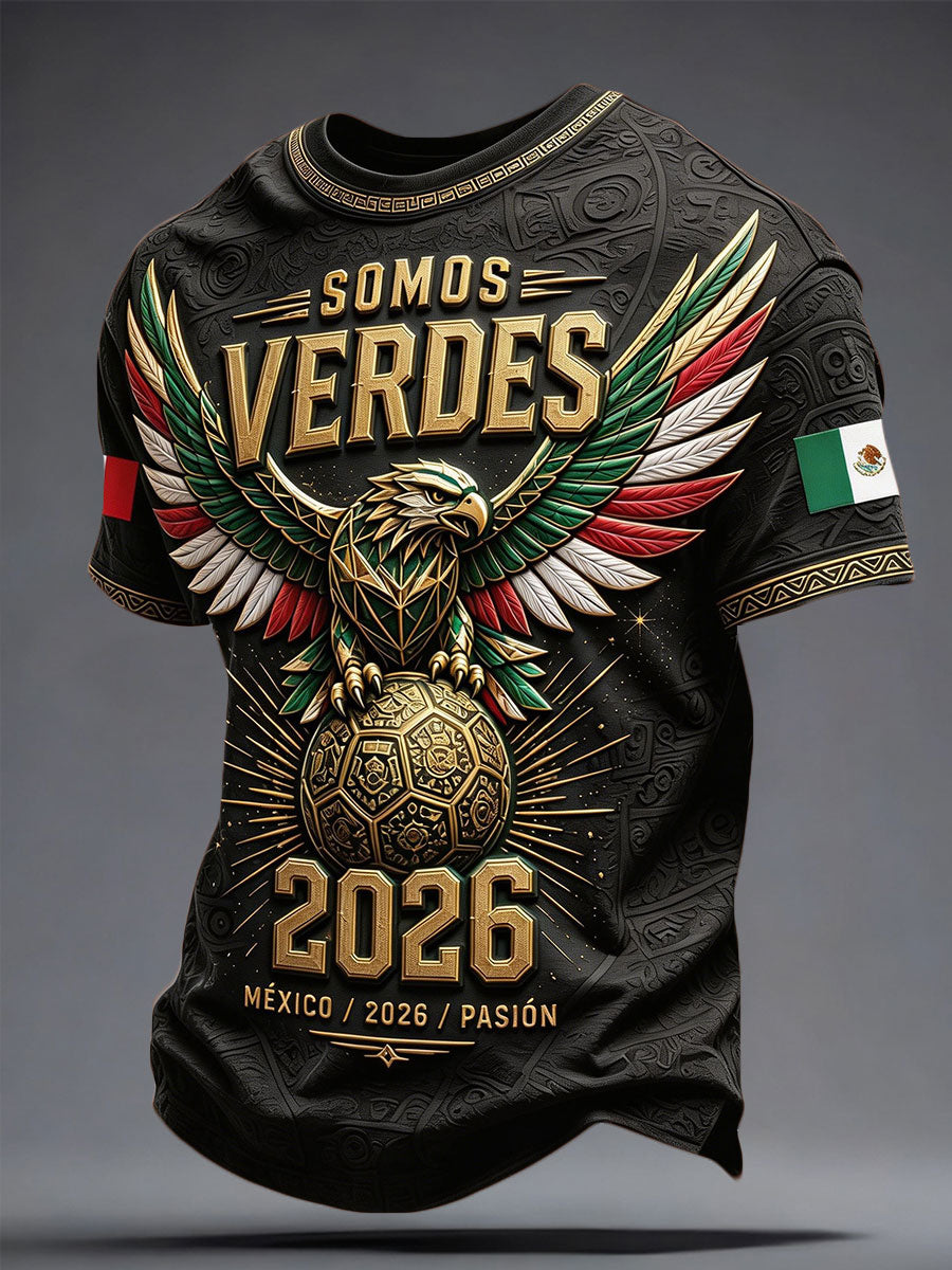 Men's Mexico Football Lover Art Printed T-shirt