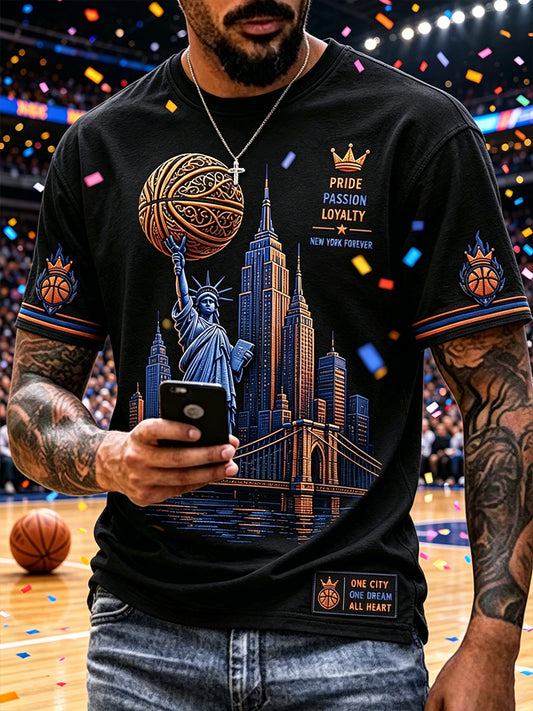 Men's Classic Basketball Fan Graphic Short Sleeve T-shirt