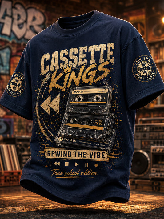 Men's Retro 90s Old School Hip-Hop Print Casual Tee