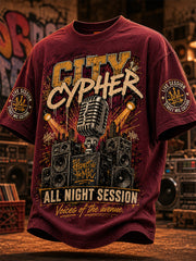 Men's Retro 90s Old School Hip-Hop Print Casual Tee