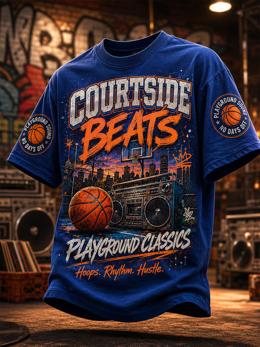 Men's Retro 90s Old School Hip-Hop Print Casual Tee