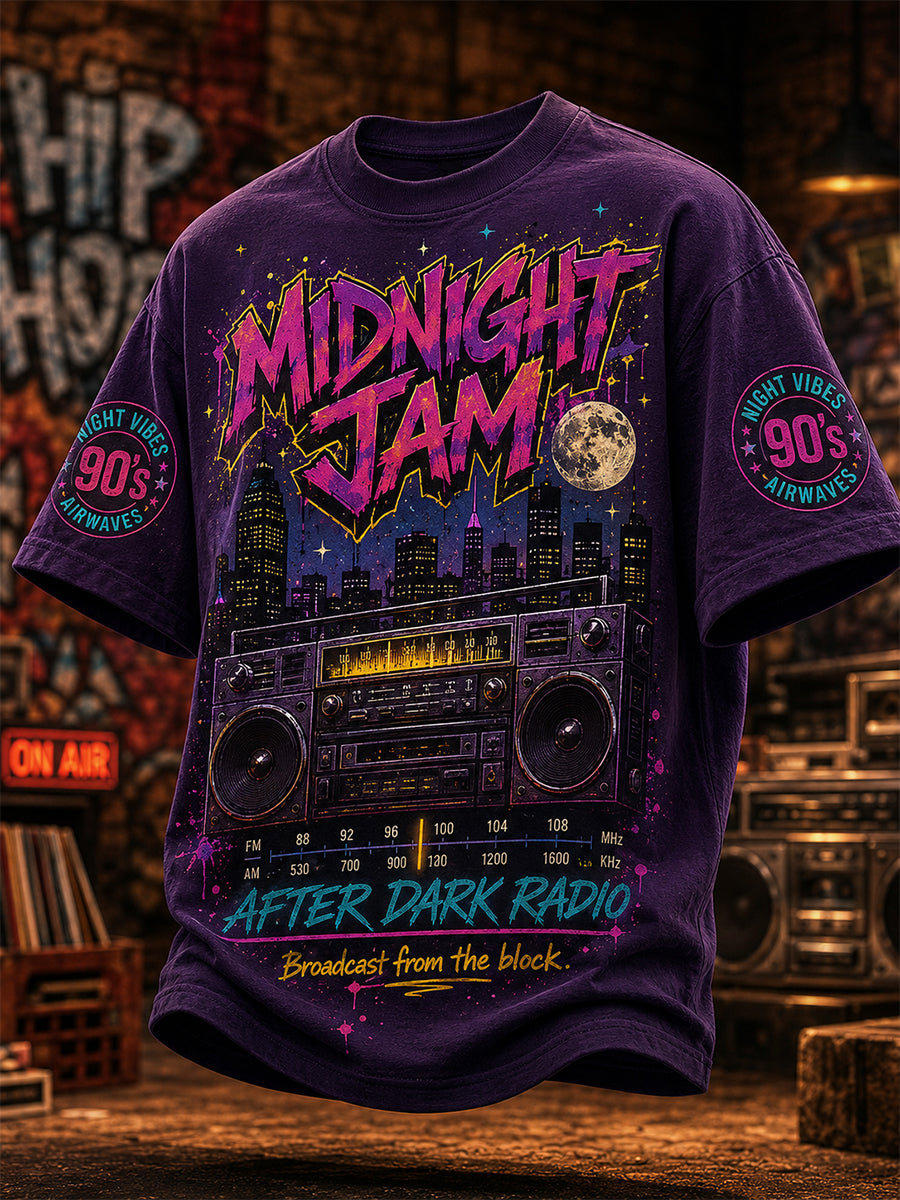 Men's Retro 90s Old School Hip-Hop Print Casual Tee