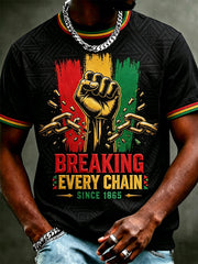 Men's Juneteenth Breaking Every Chain Since 1865 Print Casual Tee