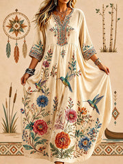 Women's Indigenous Floral Art Print Casual Dress