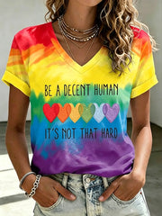 Women's Pride Month BE A DECENT HUMAN IT'S NOT HARD Short Sleeve T-shirt